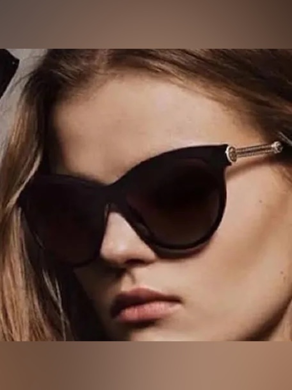 Versace Black Cat-Eye Sunglasses with Gold Temple Accents